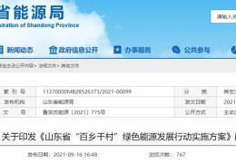 大慶地方政策丨《山東省“百鄉(xiāng)千村”綠色能源發(fā)展行動實(shí)施方案》